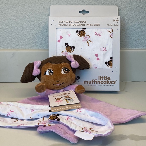 New Little Muffincakes Easy Wrap baby Swaddle and Lovey set - girls - Picture 2 of 5